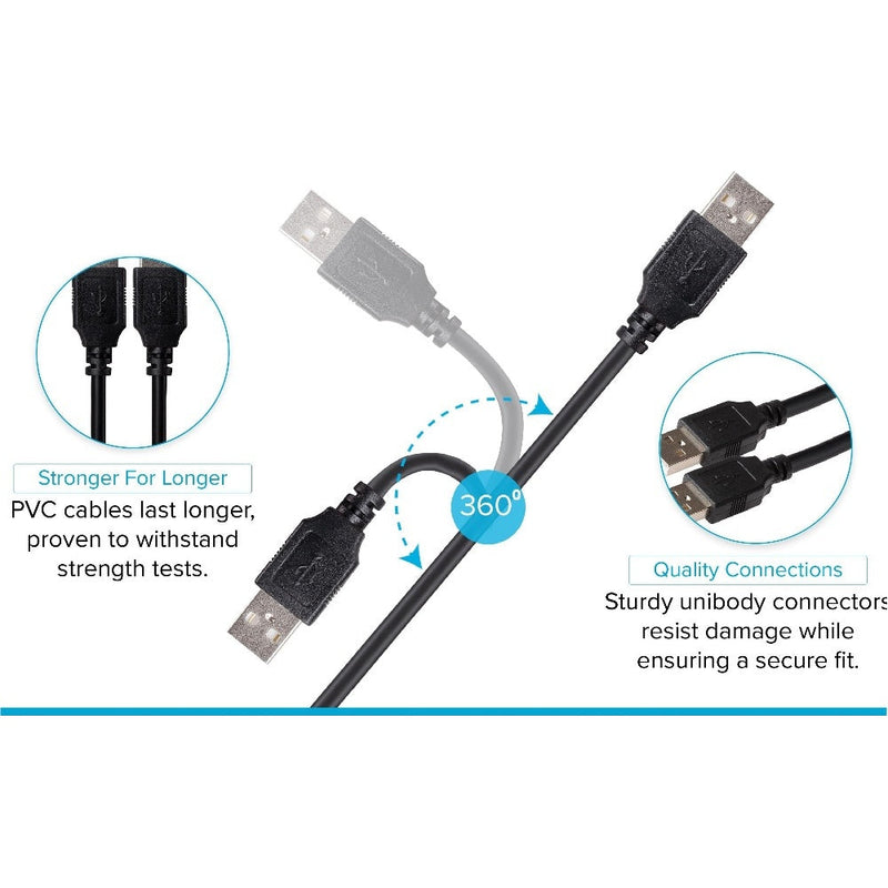 Maplin USB-A Male 2.0 to USB-A Male 2.0 Cable - Black - 1m