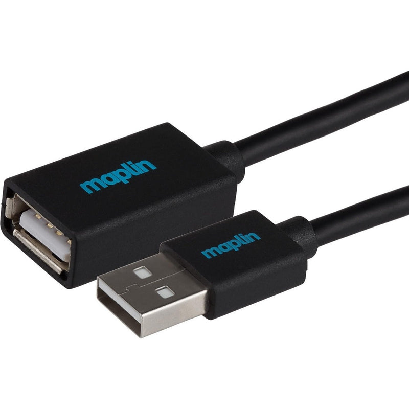 Maplin USB-A Male to USB-A Female Extension Cable - Black - 0.5m