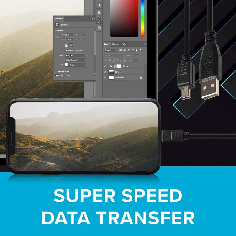 Maplin USB-A to Mini USB-B Cable - Black - 5m