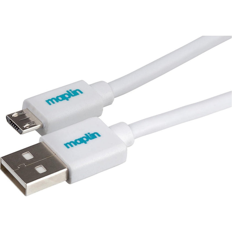 Maplin USB-A to Micro USB-B Cable - White - 0.25m