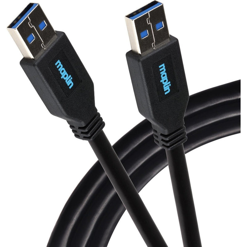 Maplin USB-A Male to USB-A Male Cable V3.0 5Gbps Charge and Data 3m Black