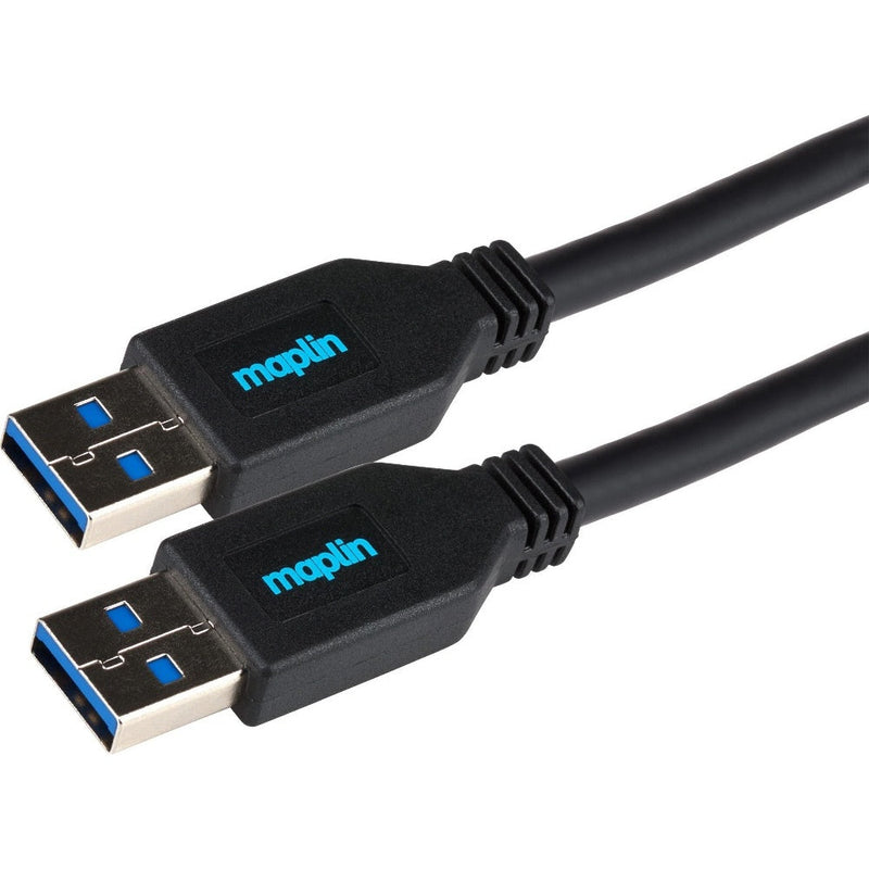 Maplin USB-A Male to USB-A Male Cable V3.0 5Gbps Charge and Data 3m Black