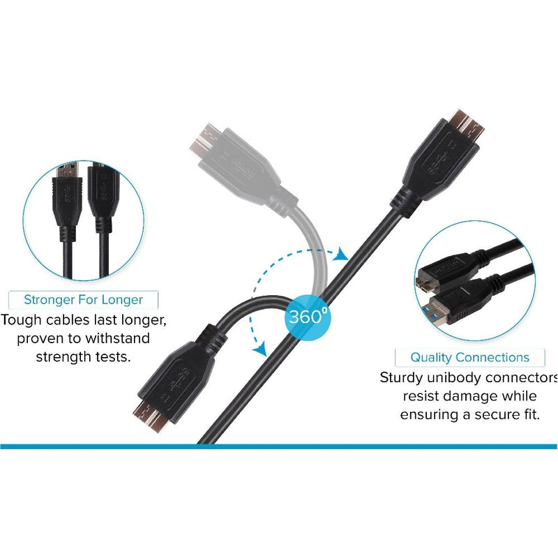 Maplin USB-A to Micro USB-B V3.0 Super Speed Cable - Black - 3m