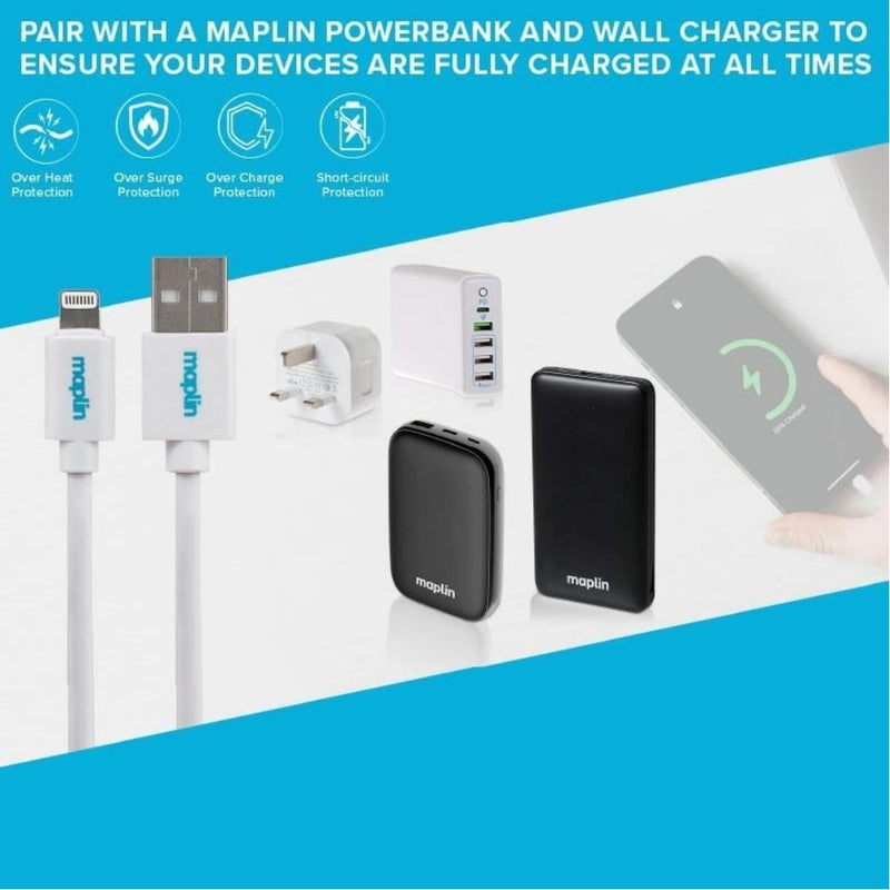 Maplin USB-A to Lightning Connector Cable 12W 1.5m White