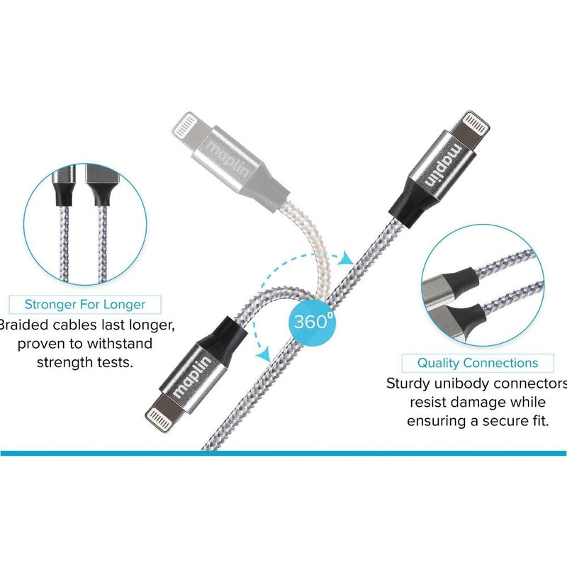 Maplin USB-A to Lightning Connector Cable 12W 3m White