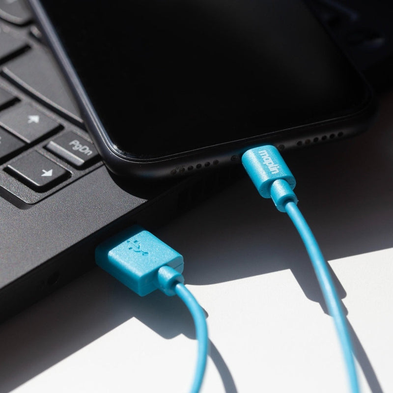 Maplin Premium Lightning to USB-A Cable - 0.75m - Blue
