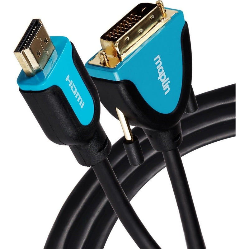 Maplin DVI-D Dual Link 24 + 1 Pin to HDMI Cable 3m Black