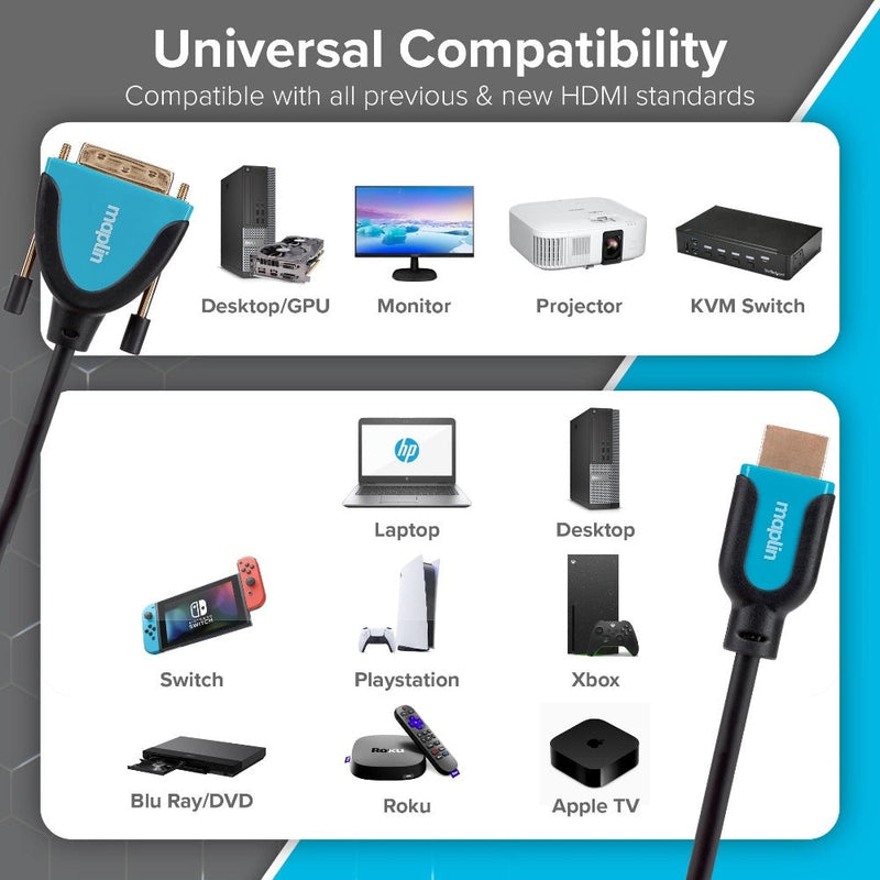 Maplin DVI-D Dual Link 24 + 1 Pin to HDMI Cable 3m Black
