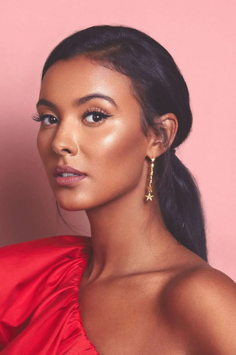 Graduated Star Drop Earrings Gold