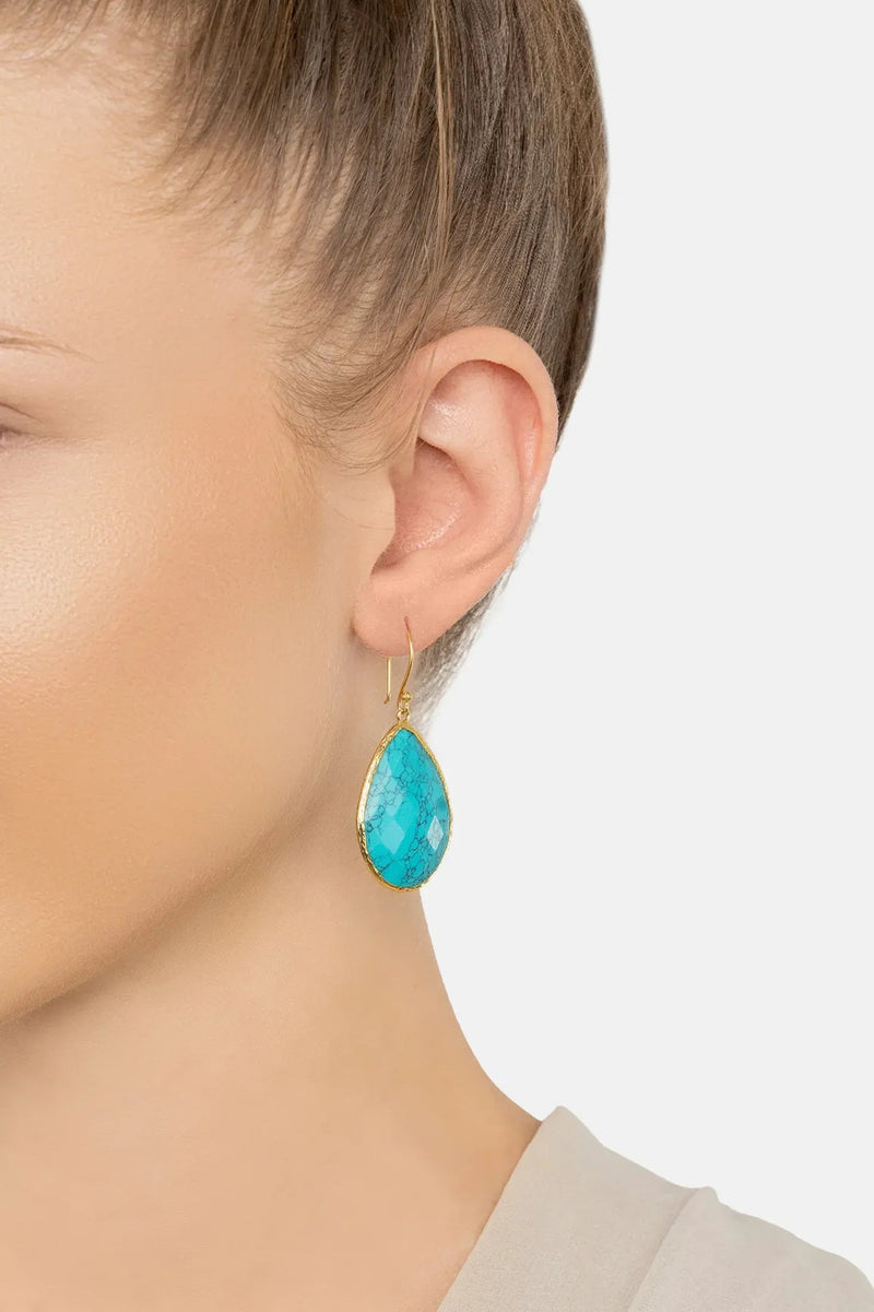 Single Drop Earrings Arizona Turquoise Gold