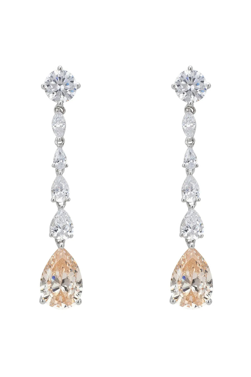 Bardot Champagne Quartz Drop Earrings Silver
