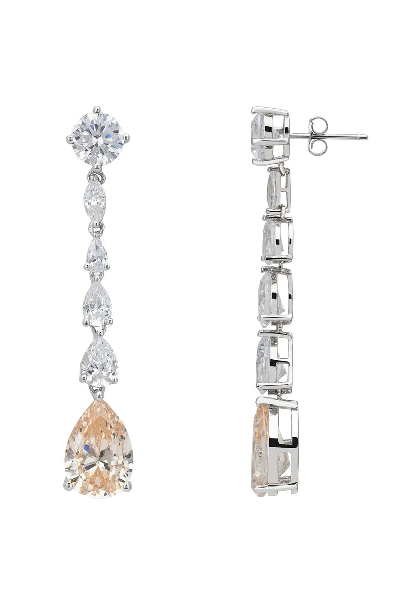 Bardot Champagne Quartz Drop Earrings Silver