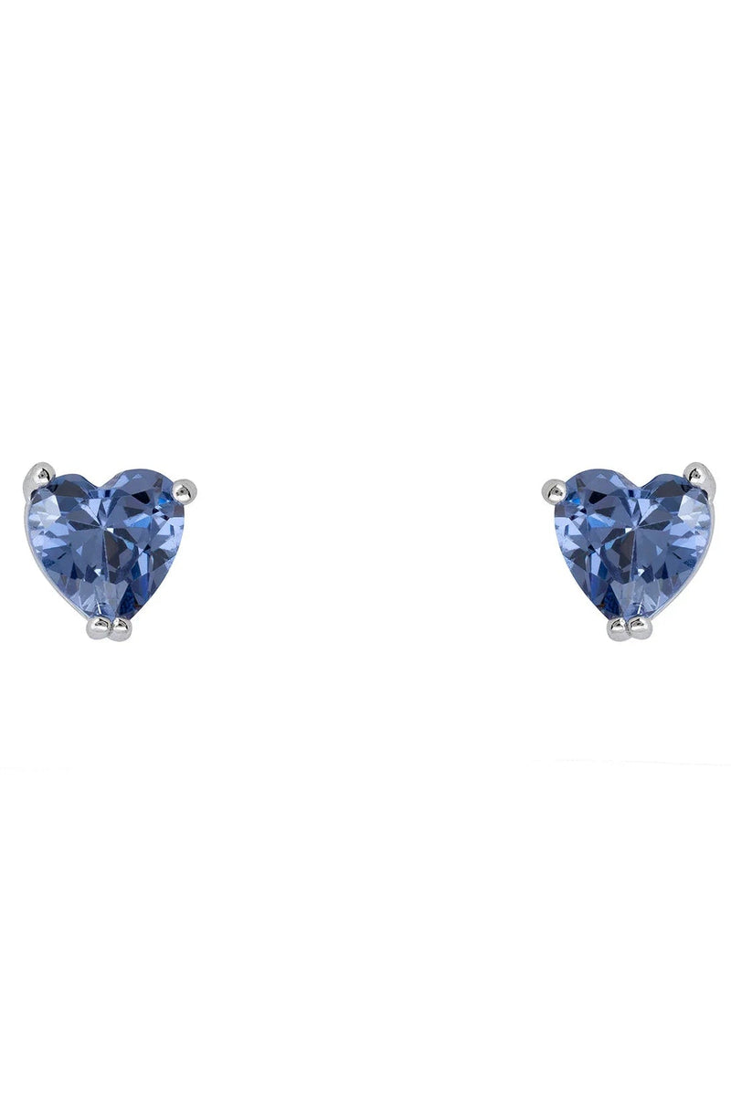 Asscher Cut Heart Stud Earrings Silver Tanzanite