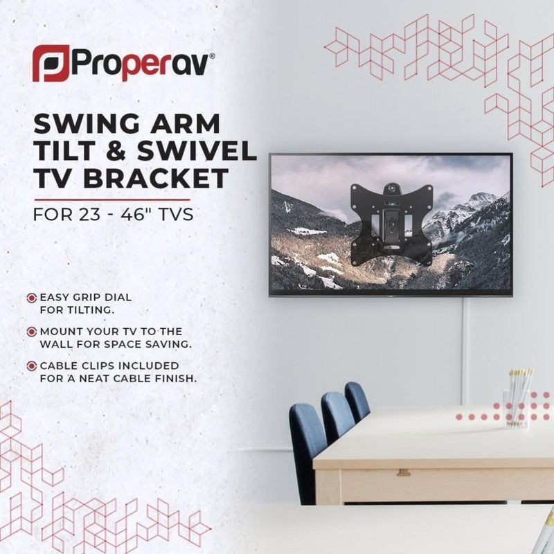 ProperAV TV Wall Bracket 23-46" Swing Arm Tilt 20 VESA Max 200x200 Black