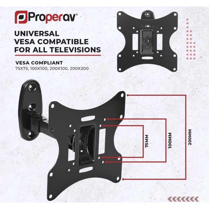 ProperAV TV Wall Bracket 23-46" Swing Arm Tilt 20 VESA Max 200x200 Black