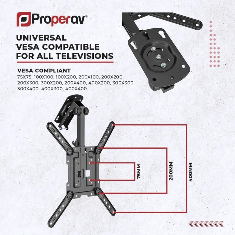 ProperAV Retractable Fold Up Ceiling TV Bracket VESA Max 400x400