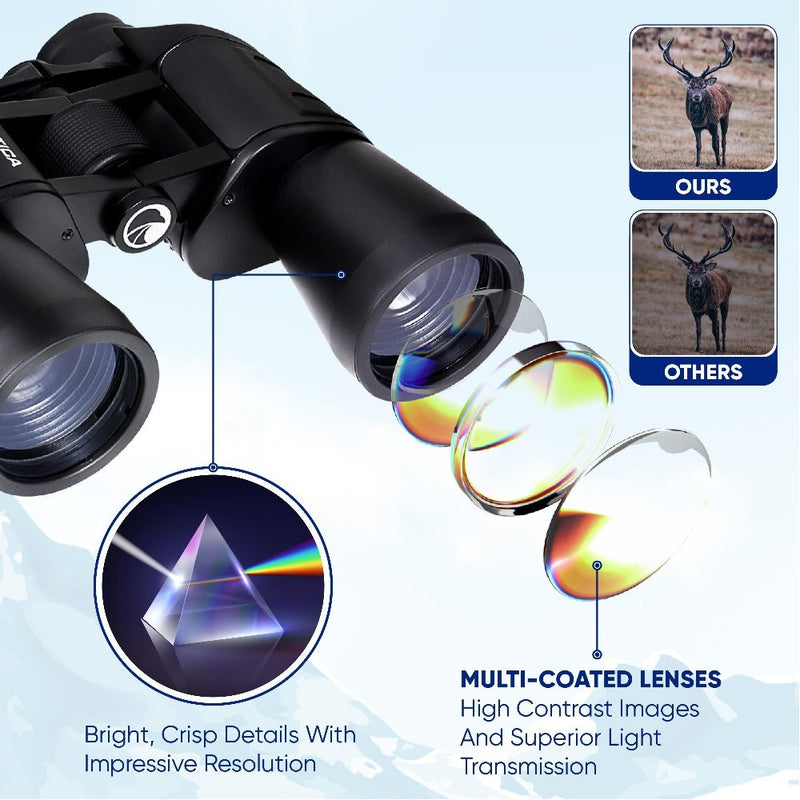 PRAKTICA Falcon 12x50mm Multi Coated Porro Prism Field Binoculars - Black - Binoculars Only