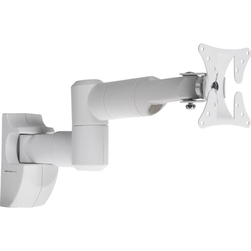 ProperAV Swing Arm White TV Wall Bracket 13-28" Tilt 20 VESA Max 100x100 Dual Pivot