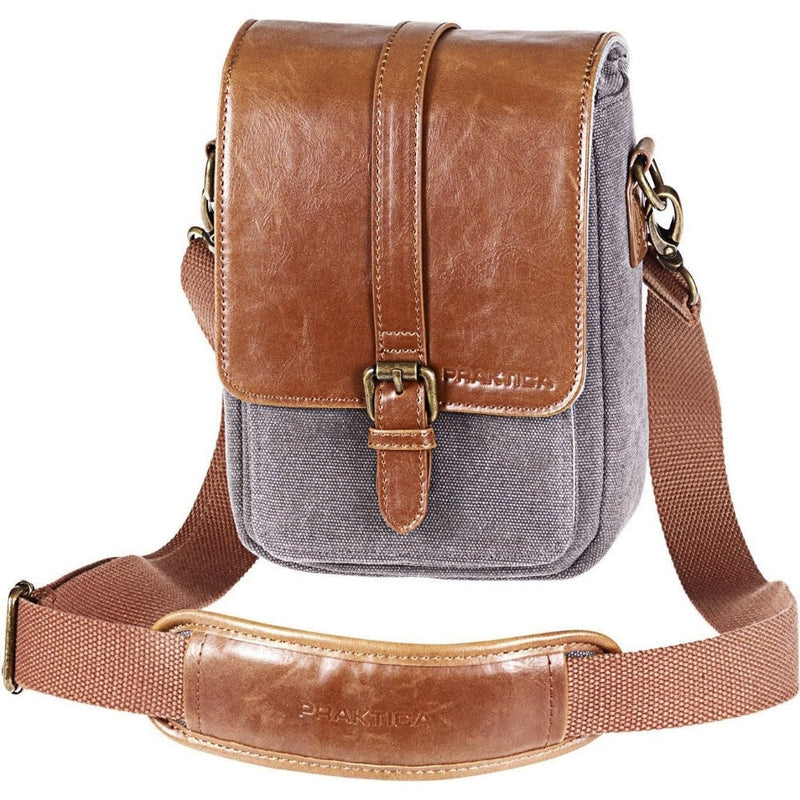 PRAKTICA Heritage Binocular Shoulder Case Bag Canvas & PU Leather - Grey/Tan