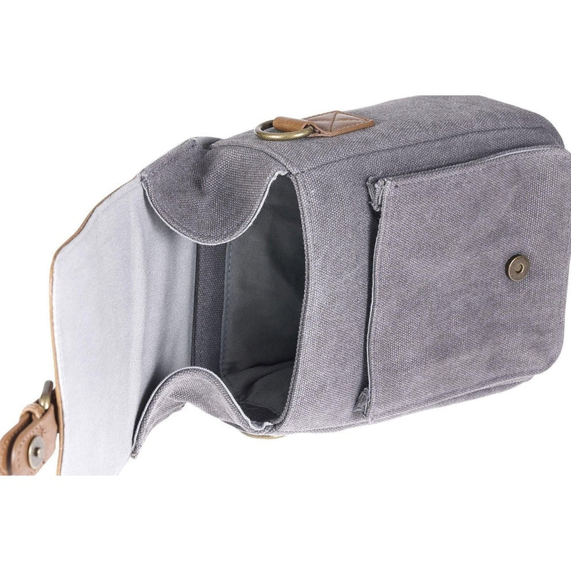 PRAKTICA Heritage Binocular Shoulder Case Bag Canvas & PU Leather - Grey/Tan
