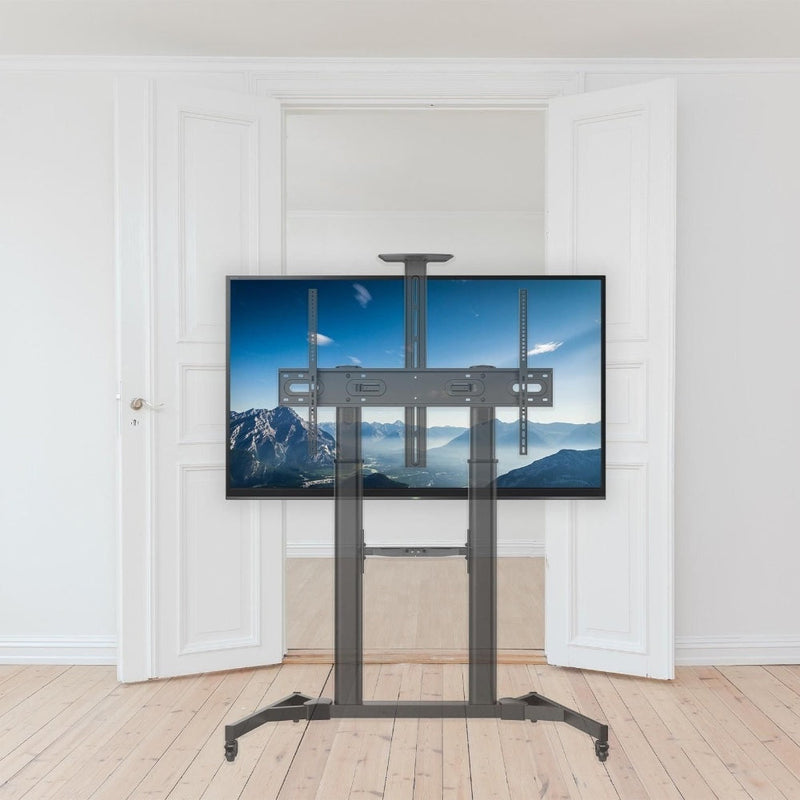 ProperAV Mobile TV Trolley Stand on Wheels for 60"-100" Max Load 100kg VESA Max 1000-600mm