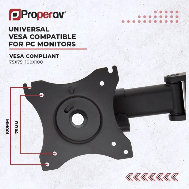ProperAV Desk Monitor Mount Dual Swing Arm Free Standing Base 17"- 34" VESA Max 100x100