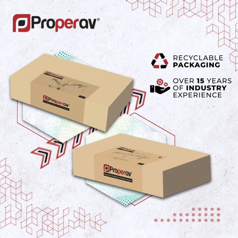 ProperAV Desk Monitor Mount Dual Swing Arm Free Standing Base 17"- 34" VESA Max 100x100