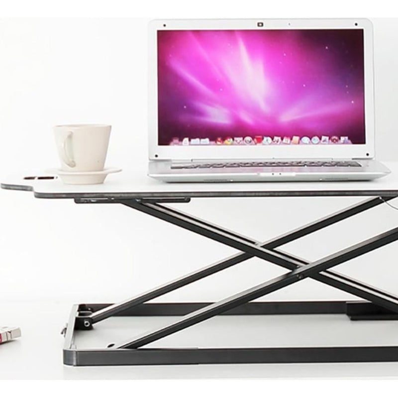 ProperAV Stand Up Desk Converter with Gas Spring Lift Variable Height Settings - White