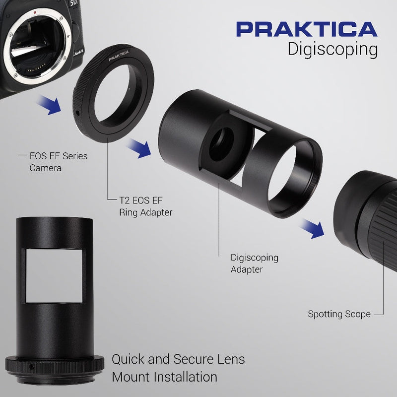 PRAKTICA T2 Adapter for Canon EOS -EF Lens Mount with 42mm Eye Piece Thread