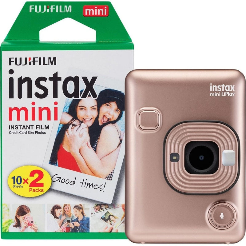 Fujifilm Instax Mini LiPlay Hybrid Instant Camera - Blush Gold - Camera & 20 Shot Pack