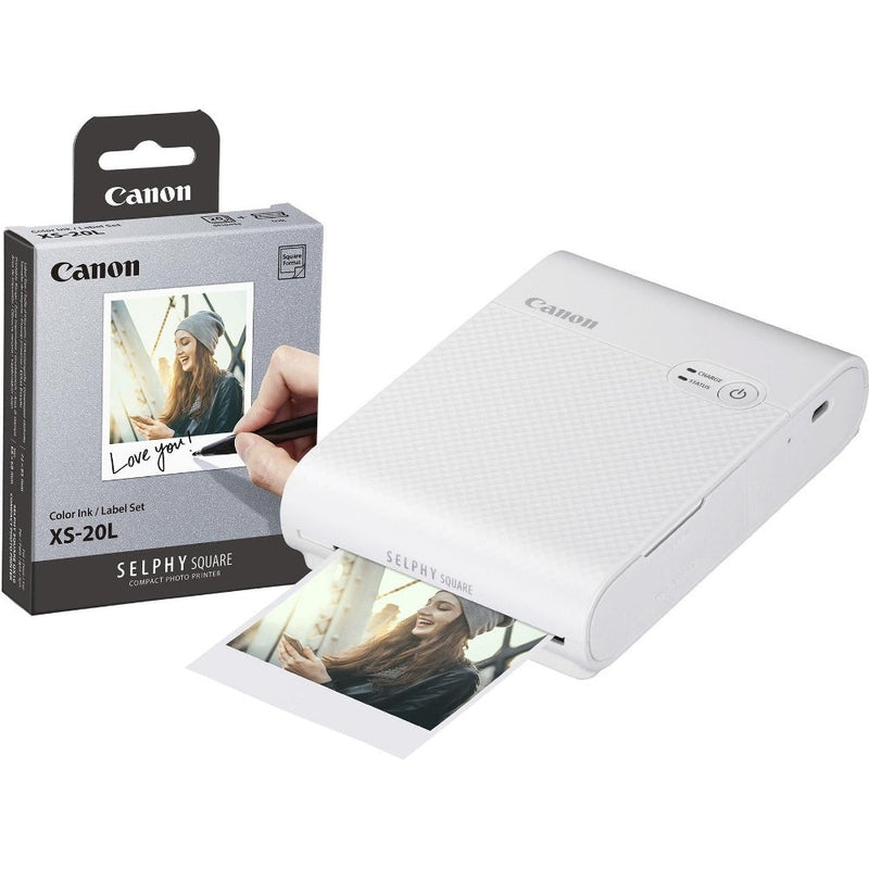 Canon Selphy Square QX10 Wireless Photo Printer - White - Printer & 20 Shot Pack