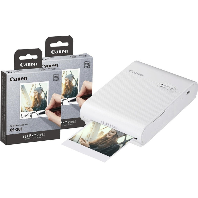 Canon Selphy Square QX10 Wireless Photo Printer - White - Printer & 40 Shot Pack