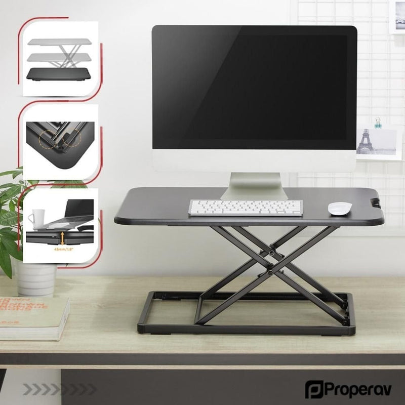 ProperAV LITE Stand Up Desk Converter with 6 Height Settings - Black