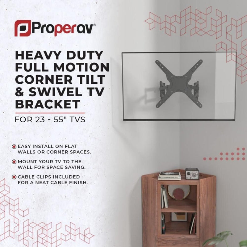 ProperAV Heavy Duty Swing Arm Corner TV Wall Bracket  23"- 55" VESA Max 400x400 Black