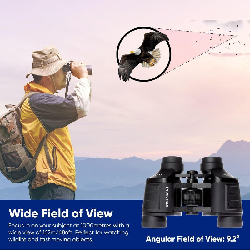 PRAKTICA Falcon 7x35mm Wide Angle Porro Prism Field Binoculars - Black