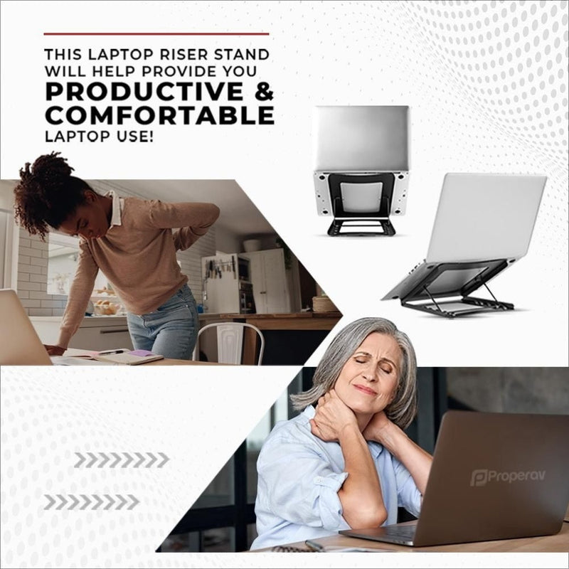 ProperAV Laptop or Tablet Stand 5 Adjustable Settings Steel Construction - Silver