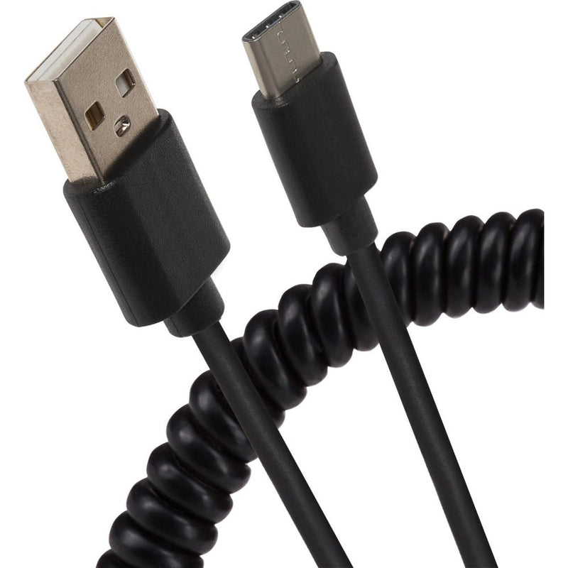Maplin USB-A to Micro USB-B Coiled Curly Cable Extending to 1.0m Black