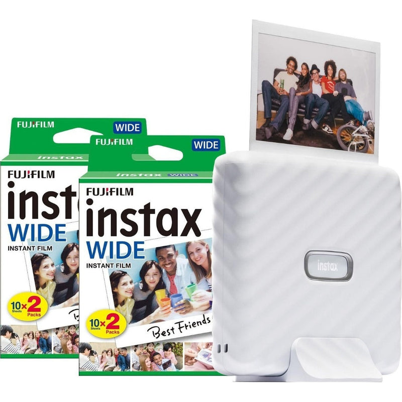 Fujifilm Instax Link Wide Printer - Ash White - Printer & 40 Shot Pack