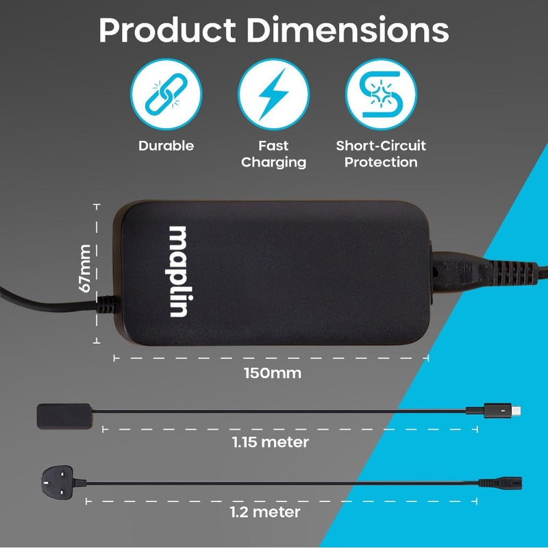 Maplin 100W USB-C Laptop Charger Power Supply with 1x USB-A 2.4A PD Port