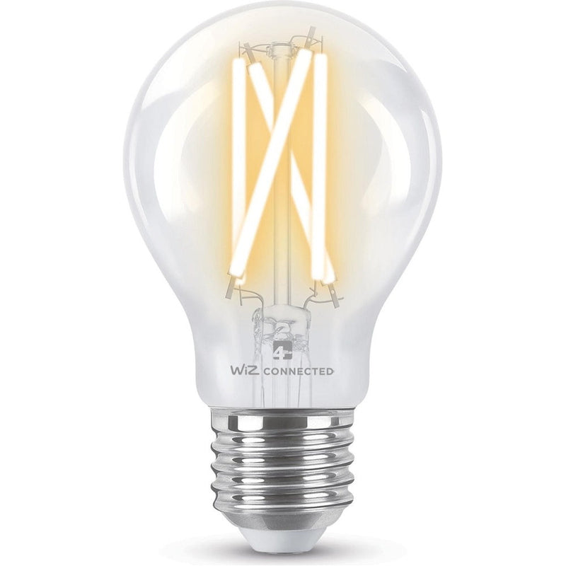 4lite WiZ Connected A60 Filament Clear WiFi LED Smart Bulb - E27 Large Screw - Pack of 2