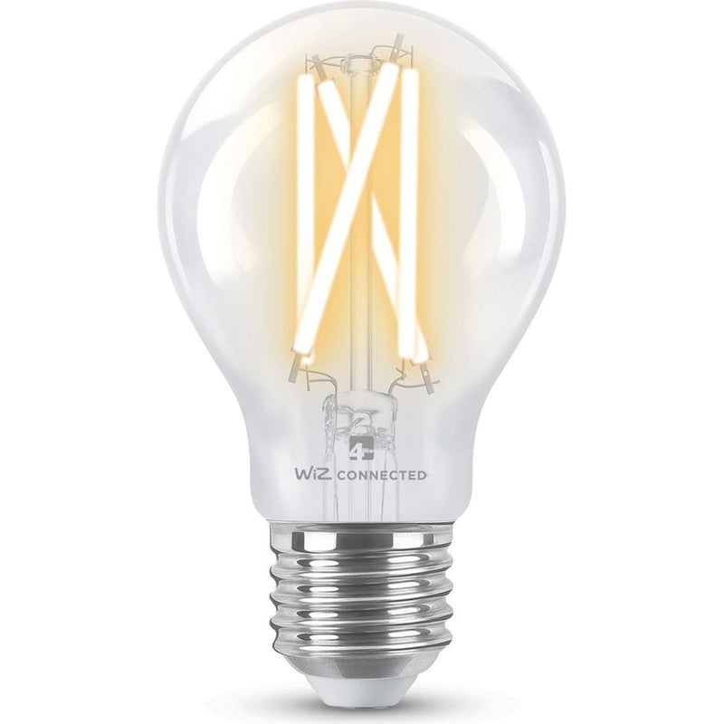 4lite WiZ Connected A60 Filament Clear WiFi LED Smart Bulb - E27 Large Screw - Pack of 2
