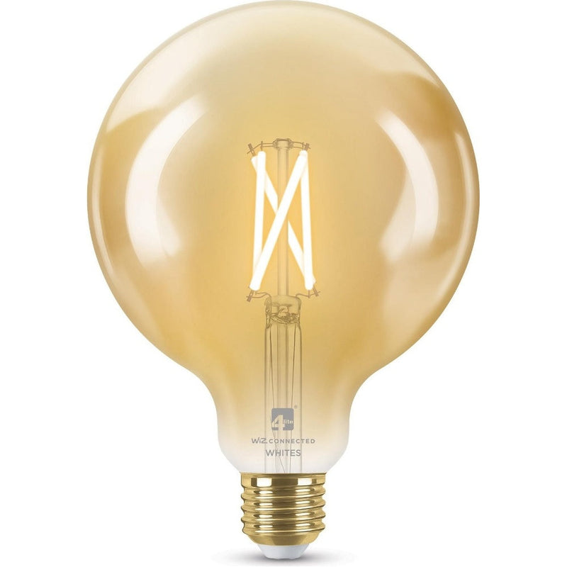 4lite WiZ Connected G125 Globe Filament Amber WiFi LED Smart Bulb - E27 Large Screw - Pack of 2