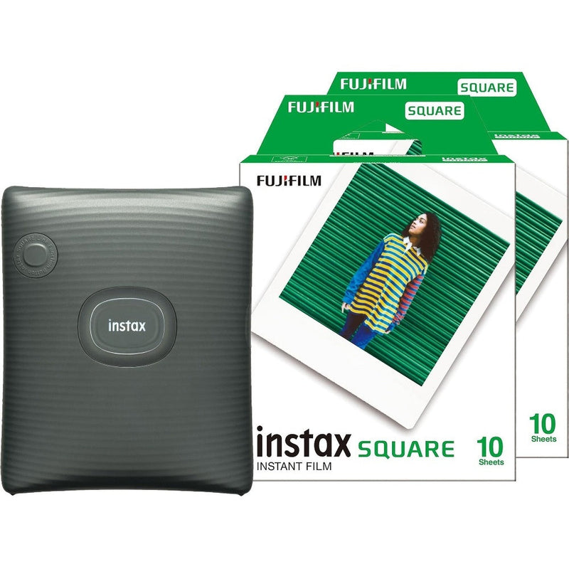 Fujifilm Instax Square Link Wireless Smartphone Photo Printer - Green - Printer & 20 Shot Pack