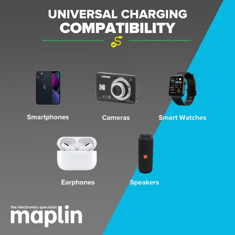 Maplin 5 Port USB Charging Station 20W 1x USB-C PD QC 3.0 4x USB-A 1.5m Cable