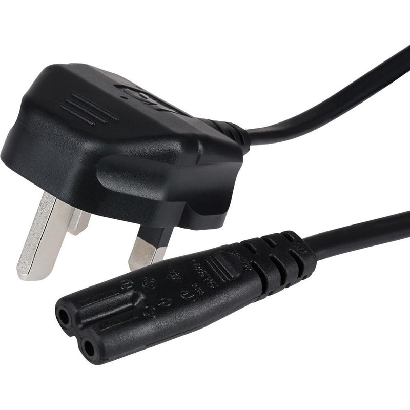 Maplin Power Lead IEC C7 Fig 8 2 Pin Plug to UK 3 Pin Mains Plug - 1.5m, 3 Amp Fuse