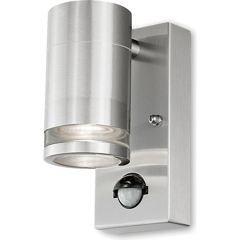 4lite Marinus GU10 Single Direction Outdoor Wall Light with PIR - Stainless Steel - Pack of 2