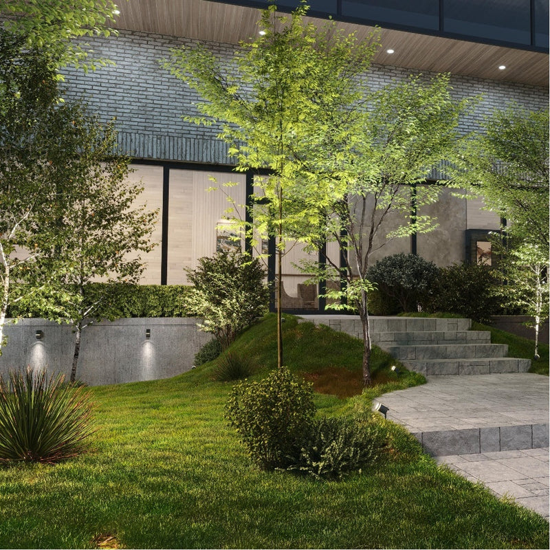 4lite Marinus GU10 Single Direction Outdoor Wall Light with PIR - Stainless Steel - Pack of 2