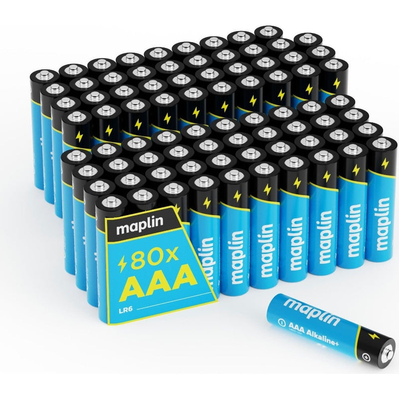 Maplin AAA LR03 1.5V Alkaline Batteries 7 Year Shelf Life High Performance - Pack of 80