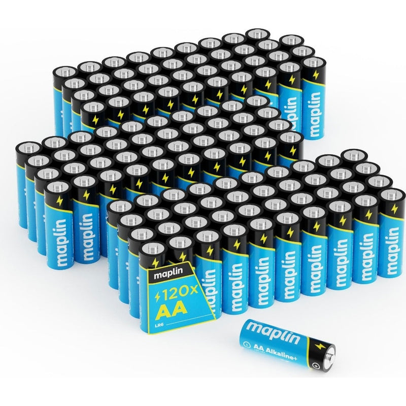 Maplin AA LR6 1.5V Alkaline Batteries 7 Year Shelf Life High Performance - Pack of 120