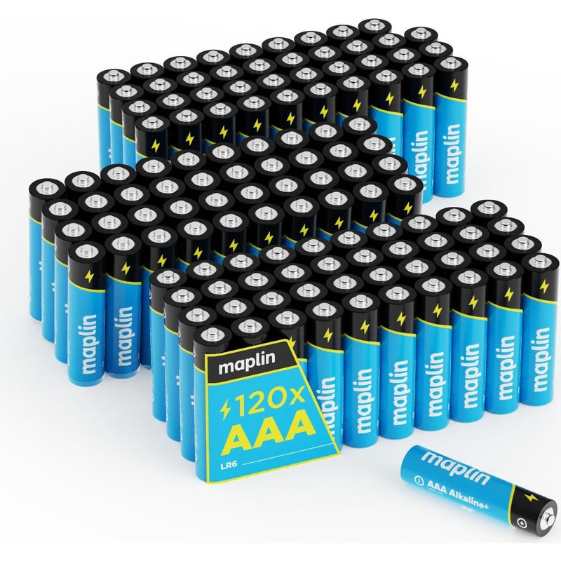 Maplin AAA LR03 1.5V Alkaline Batteries 7 Year Shelf Life High Performance - Pack of 120